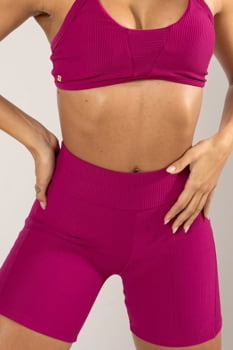 Short Academia Fitness Pink em tecido canelado